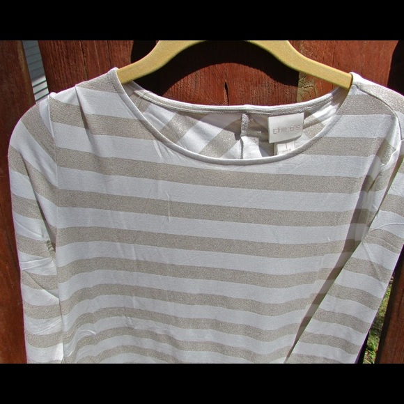 Chico’s Shimmer Striped Tee - Picture 2 of 6